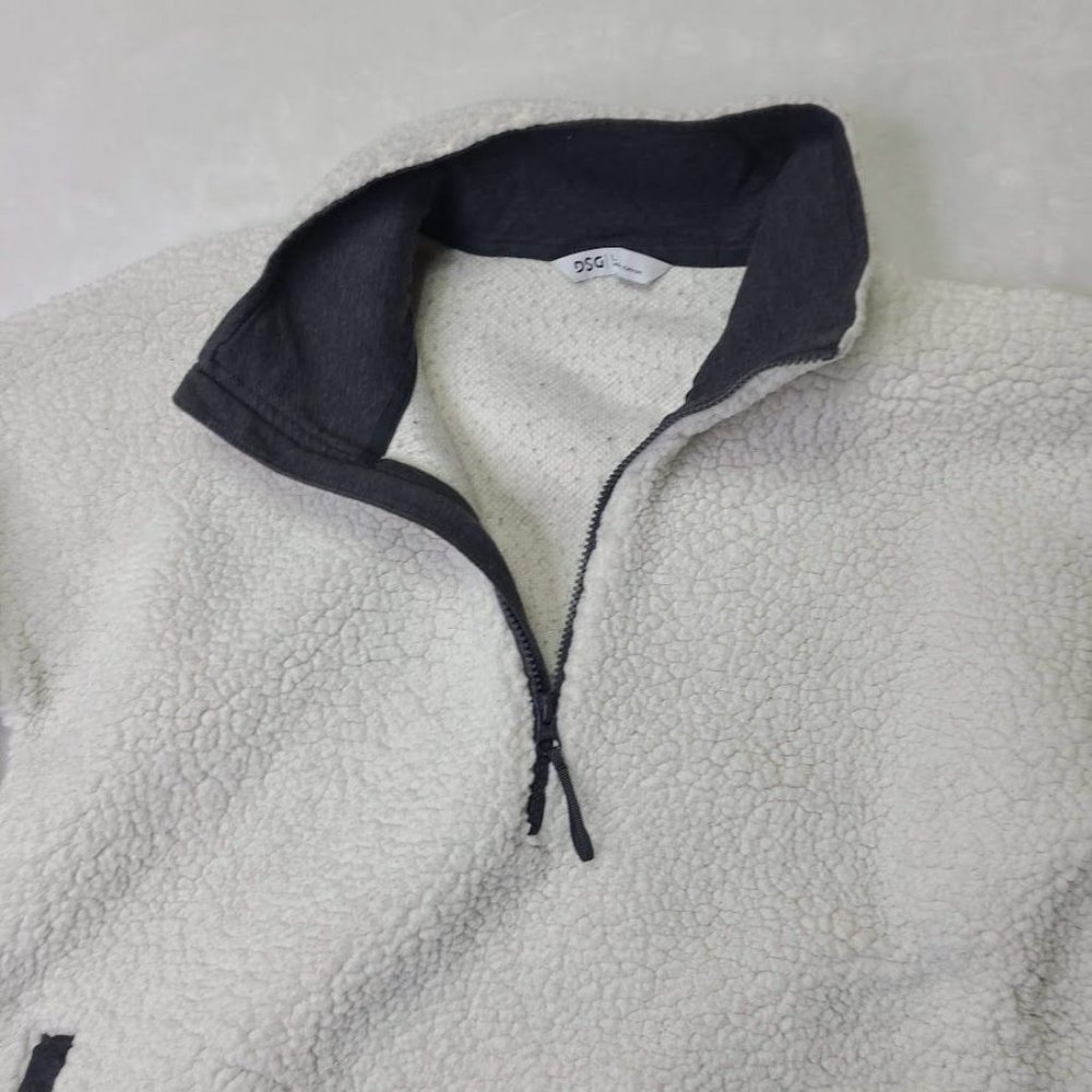 DSG Womens Size L White Sherpa Fleece Half-Zip Pullover Jacket With Pockets - Picture 5 of 9